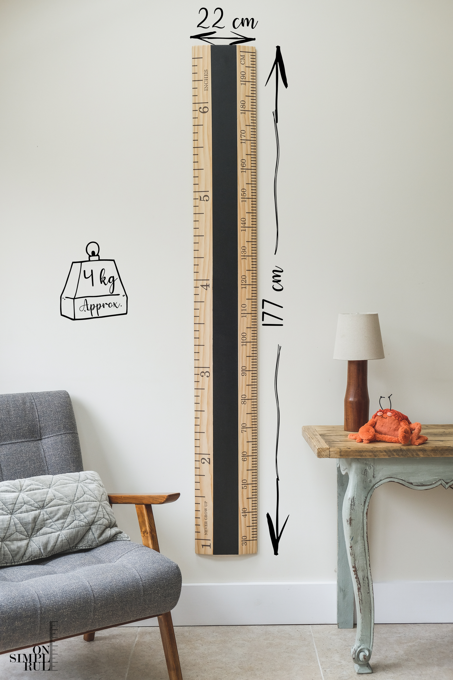 SALE - The Chalkboard One Wooden Ruler - Natural