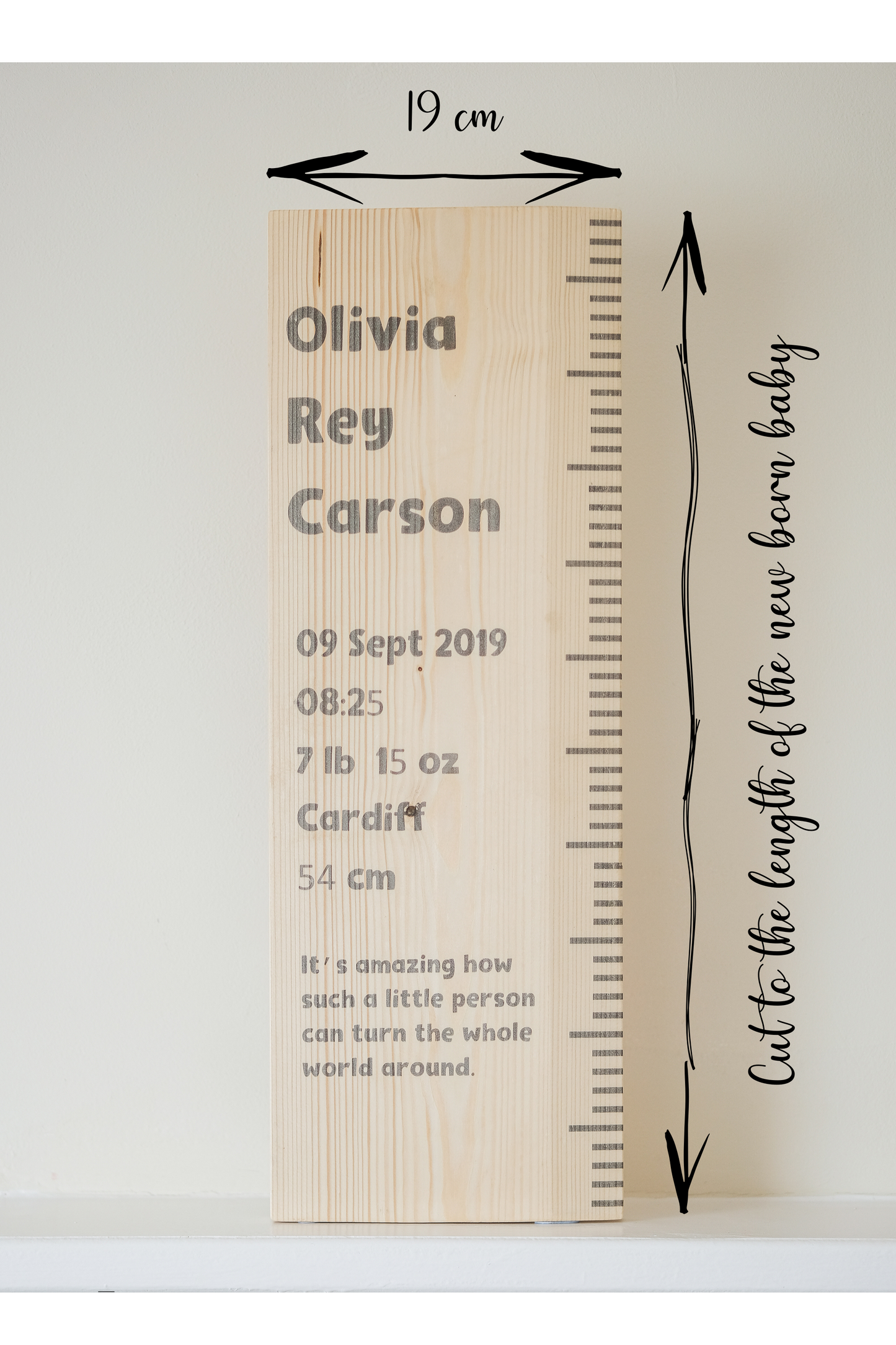 The Baby One Wood Ruler - Natural - Vertical