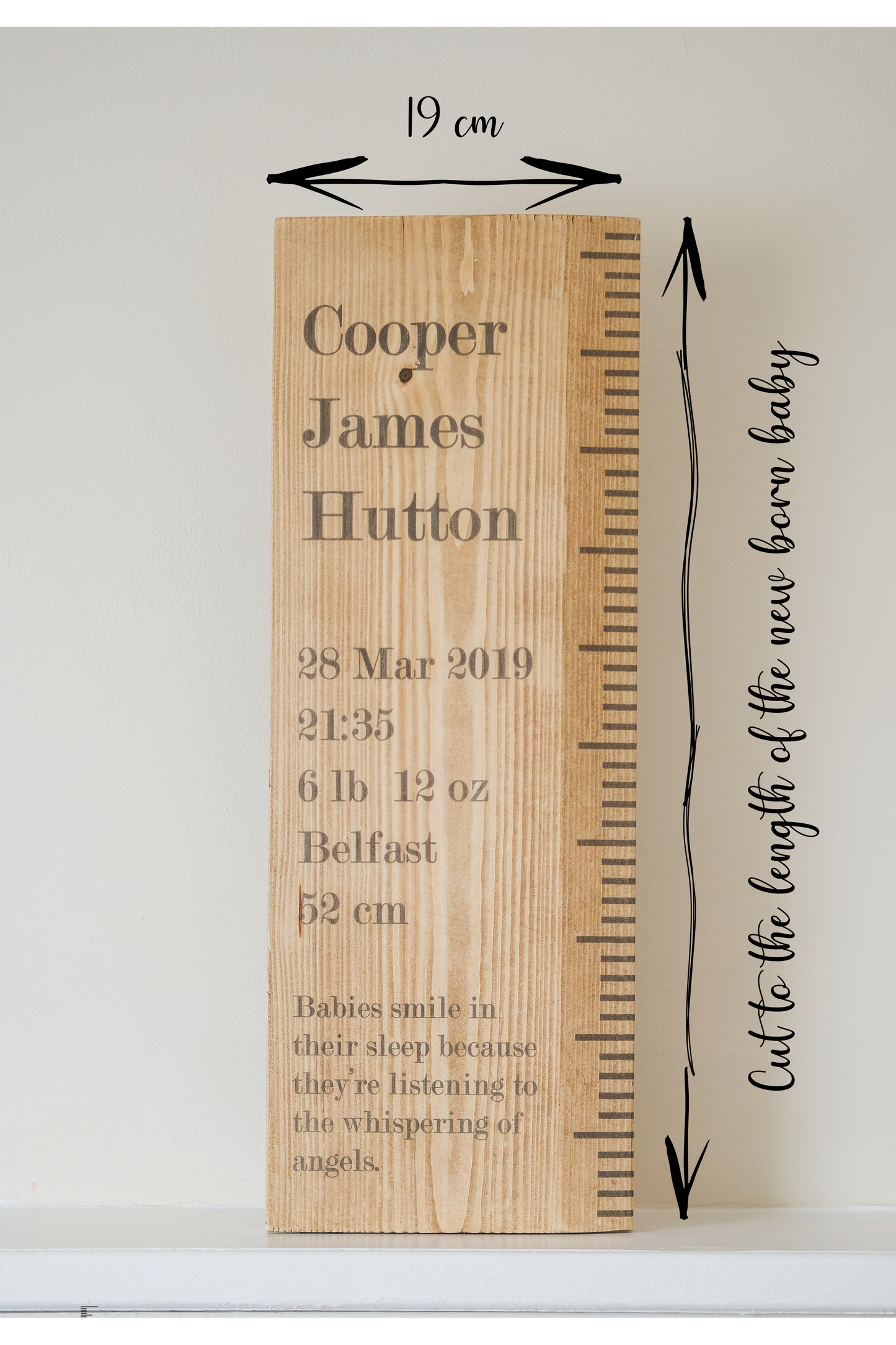 The Baby One Wood Ruler - Oak - Vertical
