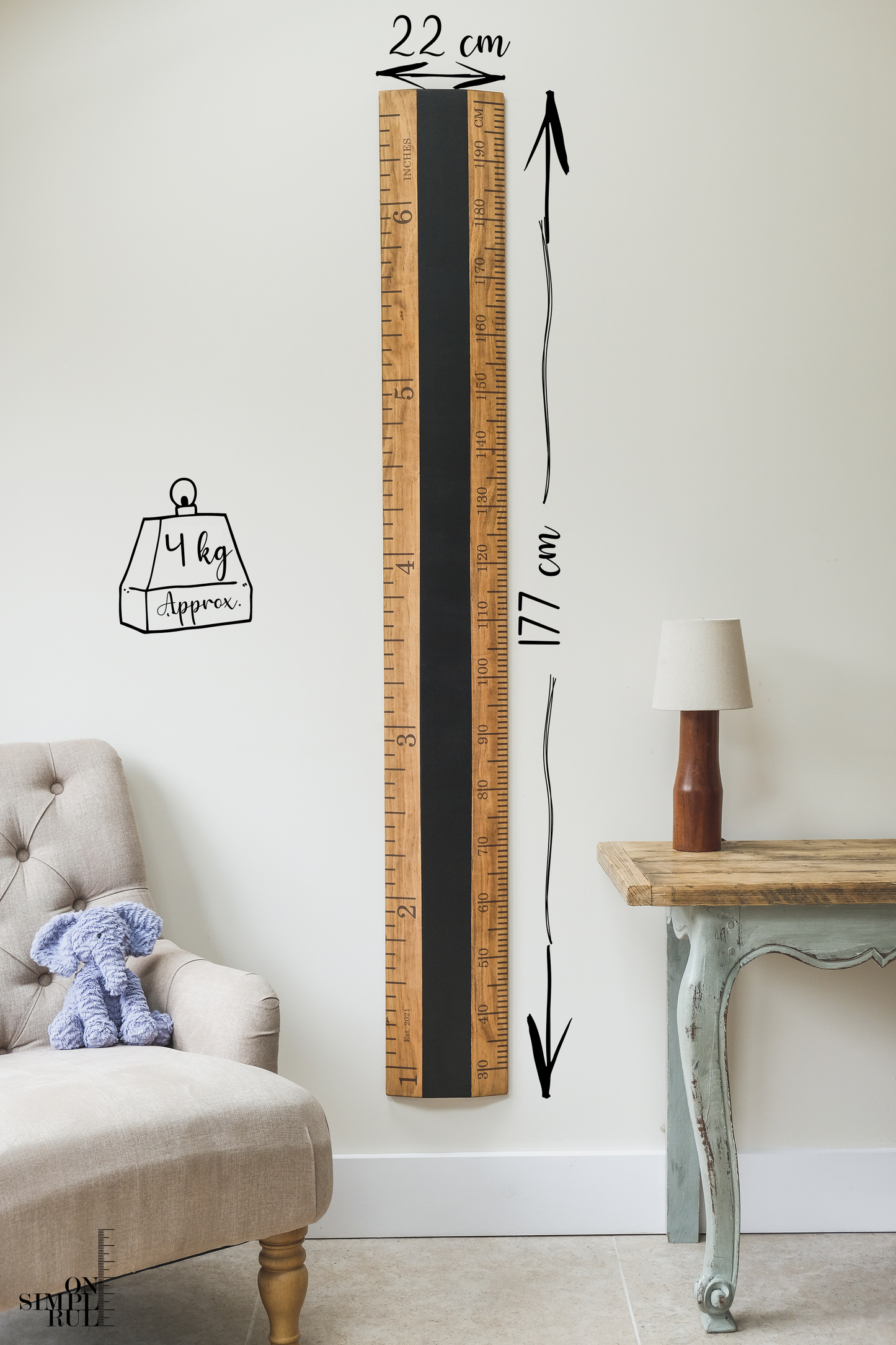 The Chalkboard One Wooden Ruler - Oak