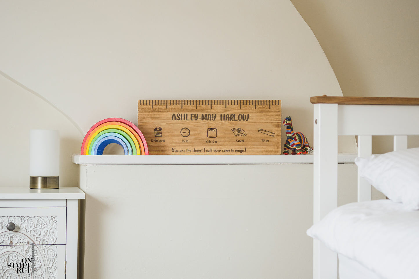 The Baby One Wood Ruler - Oak - Horizontal