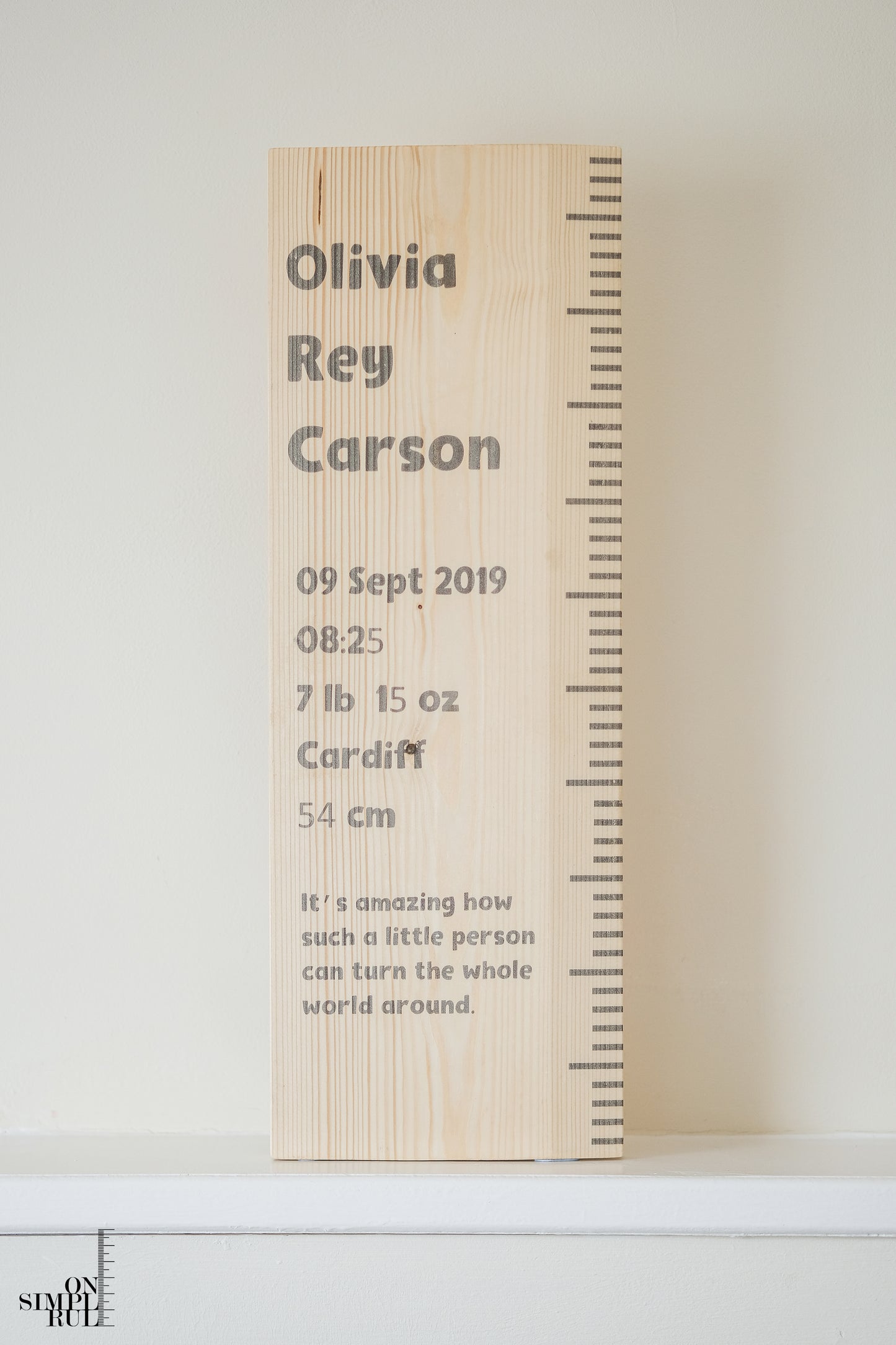 The Baby One Wood Ruler - Natural - Vertical