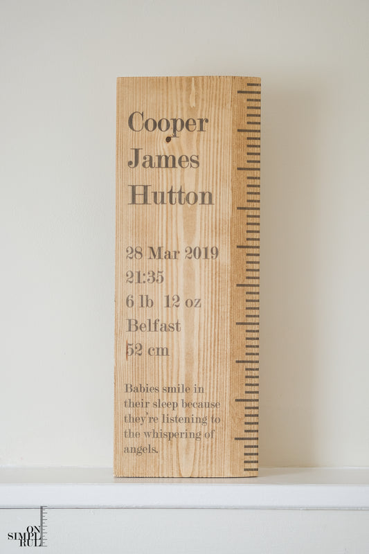 The Baby One Wood Ruler - Oak - Vertical