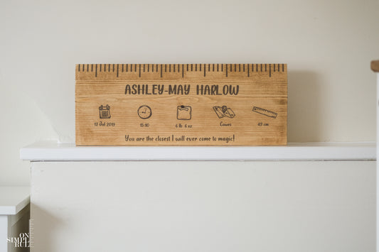 The Baby One Wood Ruler - Oak - Horizontal