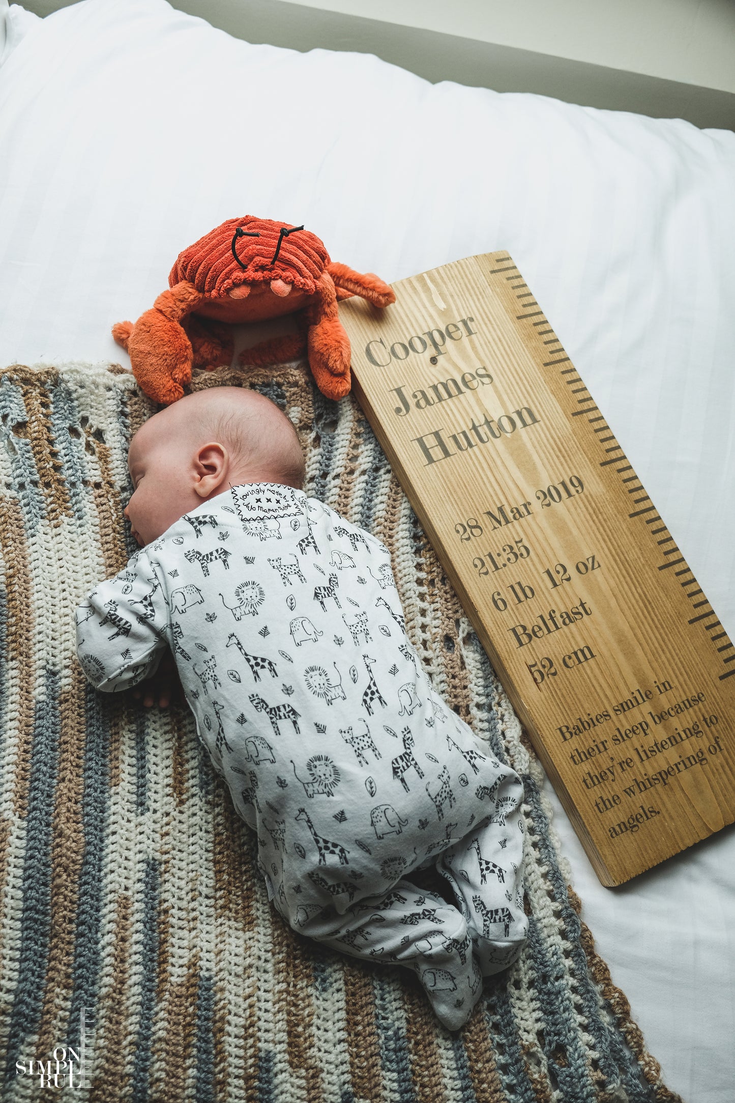 The Baby One Wood Ruler - Oak - Vertical
