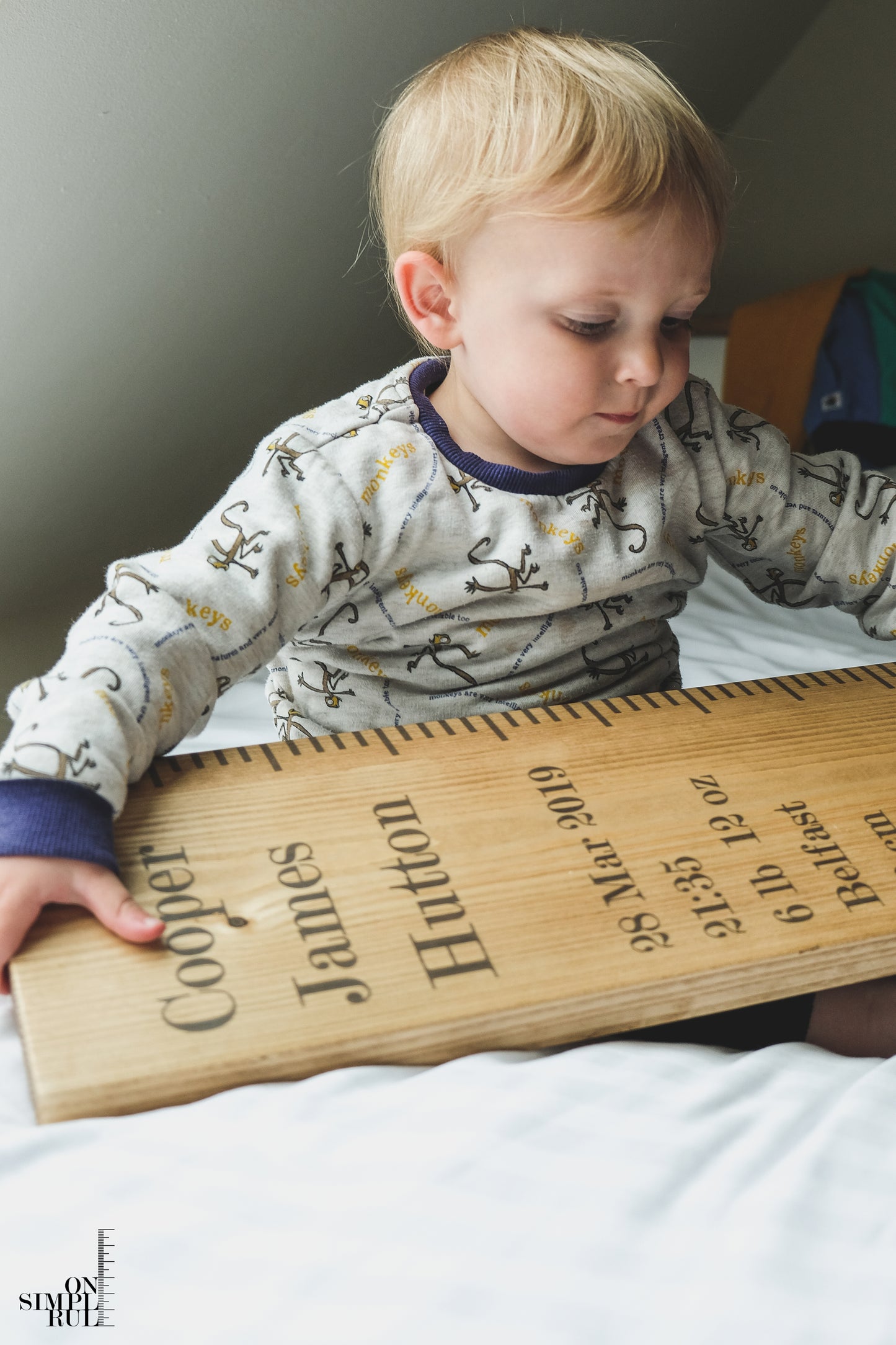 The Baby One Wood Ruler - Oak - Vertical