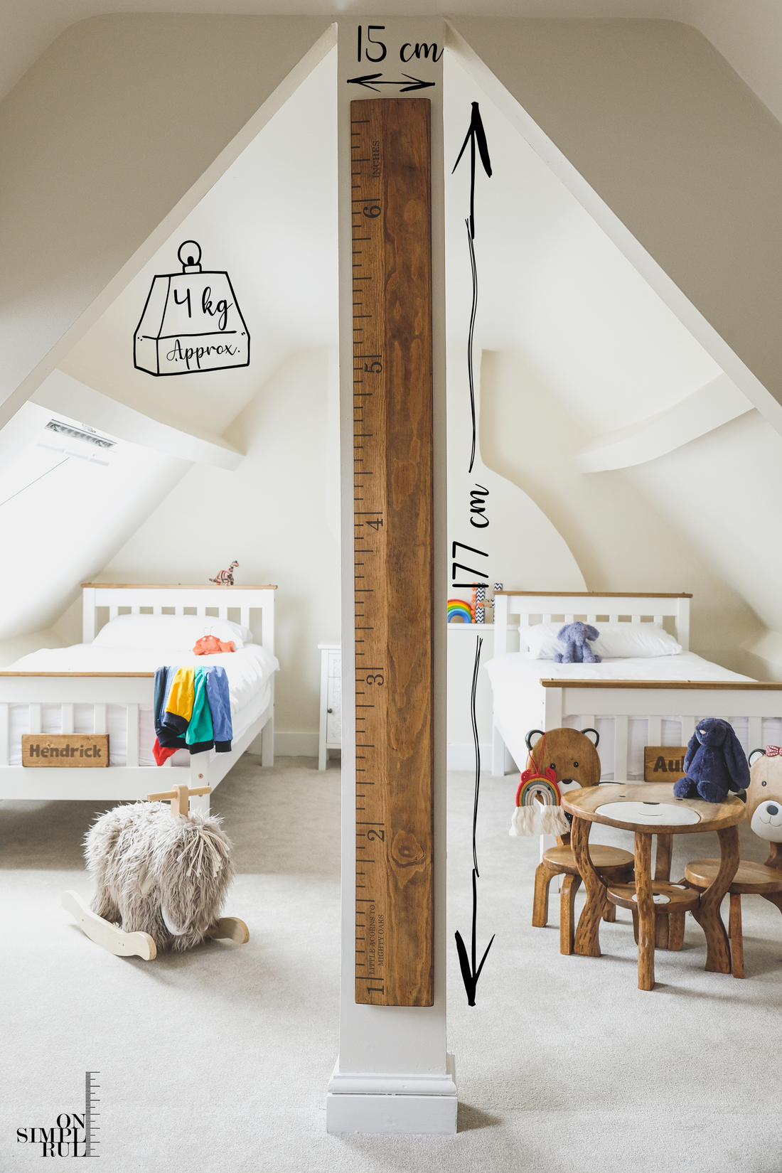 Incorporate a wooden height chart into your nursery decoration